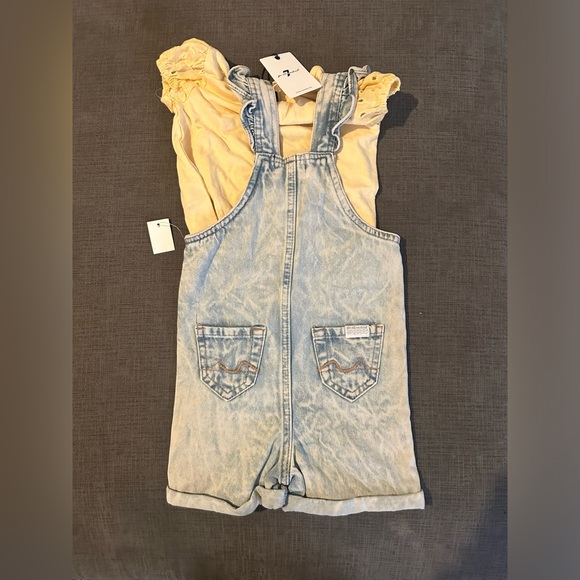 7 for all mankind baby girls overalls with yellow eyelet shirt - Picture 4 of 6